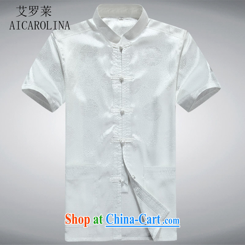 The summer, middle-aged men Tang is short-sleeved, shirt collar, older men, summer T-shirt Casual Shirt Dad replace white XXXL