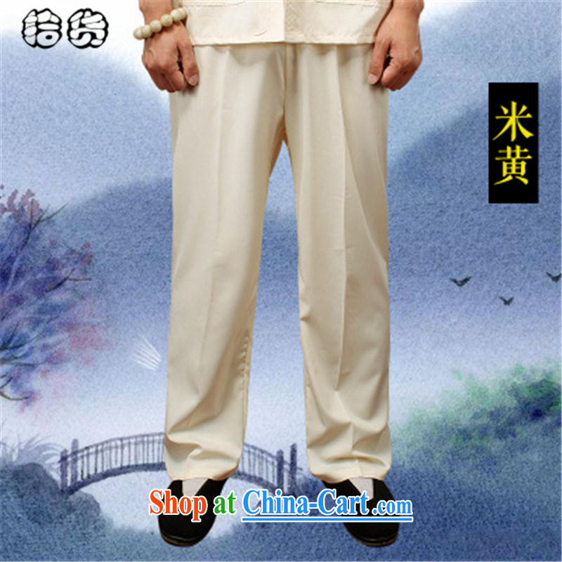 Pick up the 2015 summer, older men's summer new thin Tang with older people Tai Chi tension with pure color the code pant exercises trousers white XXXXL, the pick up (shihuo), online shopping