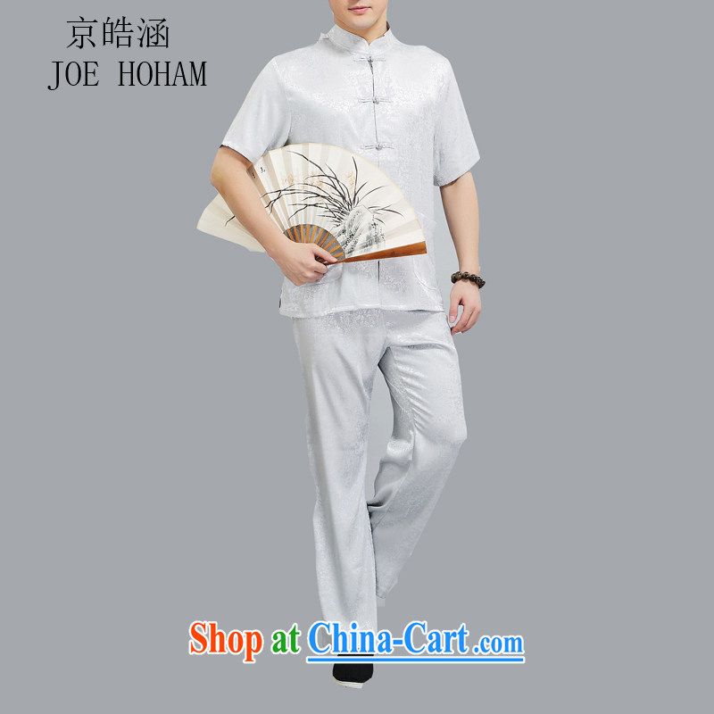 kyung-ho Tang covered by the men and a short-sleeved, older men's summer men's Tang package with a short-sleeved clothing Nepal national dress light gray 4 XL, Beijing-ho (JOE HOHAM), online shopping