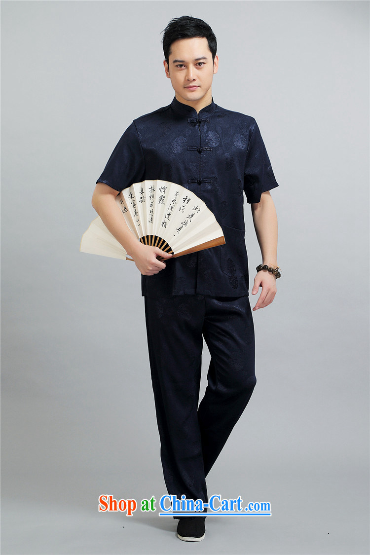 kyung-ho summer covered by Chinese men and Chinese wind short-sleeved T-shirt package older father loaded, served on Father's Day morning exercises blue 4 XL pictures, price, brand platters! Elections are good character, the national distribution, so why buy now enjoy more preferential! Health