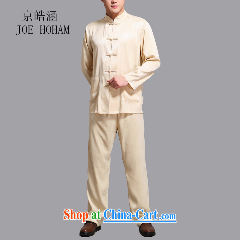 kyung-ho covered by men's Tang replace Kit long-sleeved cuff older people in men's T-shirt Dad Grandpa pants summer jackets T-shirt gold 4 XL