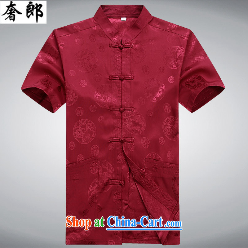 Luxury health 2015 new, middle-aged men Tang is a short-sleeved shirt summer new, middle-aged and older half-sleeve T-shirt men and Chinese short-sleeved, for Han-Chinese men and red kit 190/56, extravagance, and shopping on the Internet
