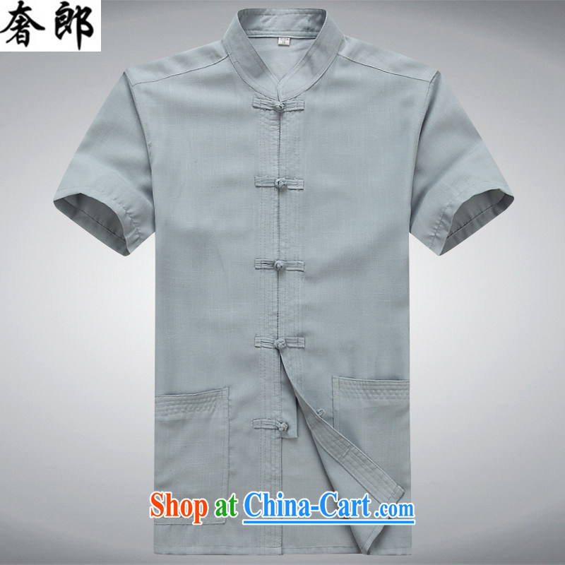 Luxury health 2015 New Men's Chinese package short-sleeved older people in men's father summer China wind, served the buckle clothing elderly grandparents summer light gray suit 190/56, extravagance, and shopping on the Internet