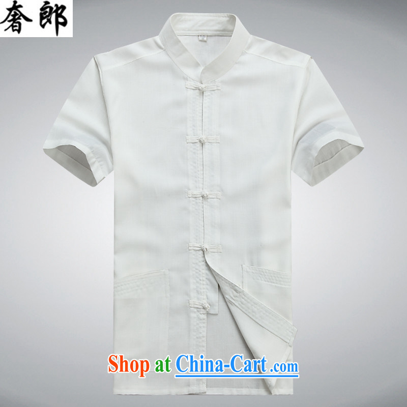Luxury health 2015, older men Chinese Tang replace summer short-sleeved shirts, collar linen shirt father with Chinese hand-tie shirt large, Grandpa summer white package 190 /56, extravagance, and shopping on the Internet