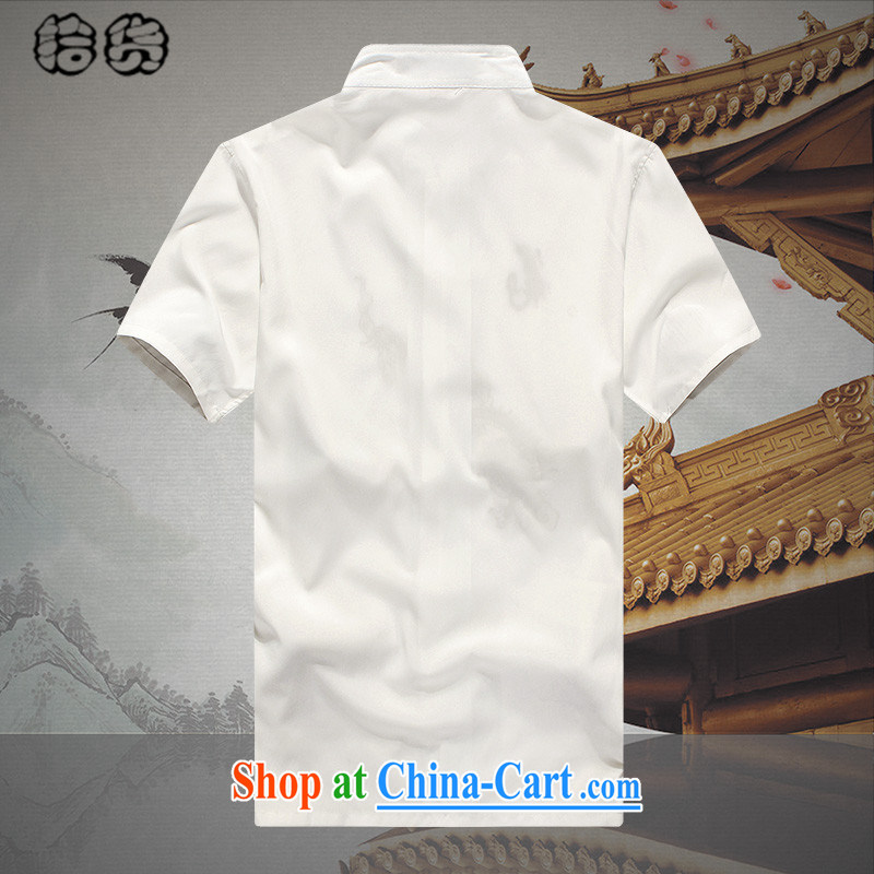 The dessertspoon, summer 2015, men's short-sleeved, older Chinese summer shirt embroidery older persons summer China wind men's Chinese package the code red 185, Europe, dessertspoon (ougening), online shopping