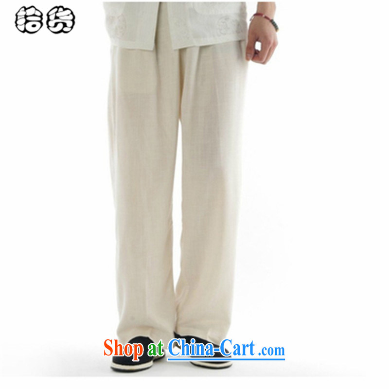 The dessertspoon, summer 2015, middle-aged men's leisure large, trouser press middle-aged loose linen elasticated waist trousers Workwear Trousers father Tang fitted trousers light gray 31, European, exotic lime (ougening), online shopping