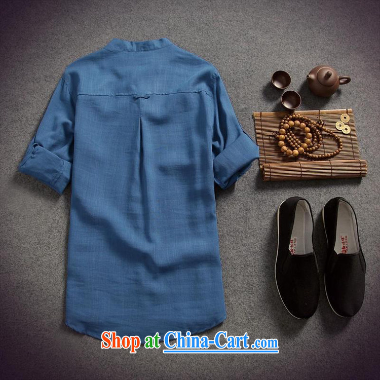 2015 New Men's 7 cuff cotton shirt the shop owner, the original creation for Korean Solid Color Lounge in linen cuff shirt Navy XXL pictures, price, brand platters! Elections are good character, the national distribution, so why buy now enjoy more preferential! Health
