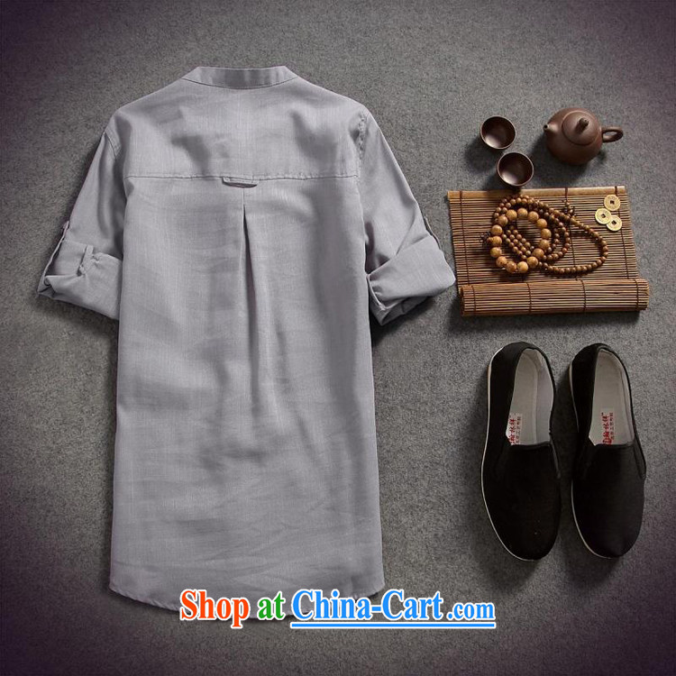 2015 New Men's 7 cuff cotton shirt the shop owner, the original creation for Korean Solid Color Lounge in linen cuff shirt Navy XXL pictures, price, brand platters! Elections are good character, the national distribution, so why buy now enjoy more preferential! Health