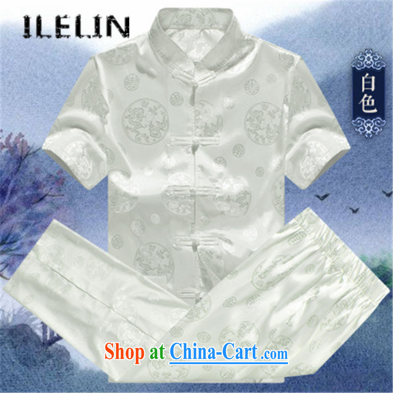 ILELIN summer 2015 Chinese men's short-sleeved summer men's loose the code Chinese short sleeve T-shirt with the older, served China wind morning Tai Chi demonstration kit red 190, ILELIN, shopping on the Internet