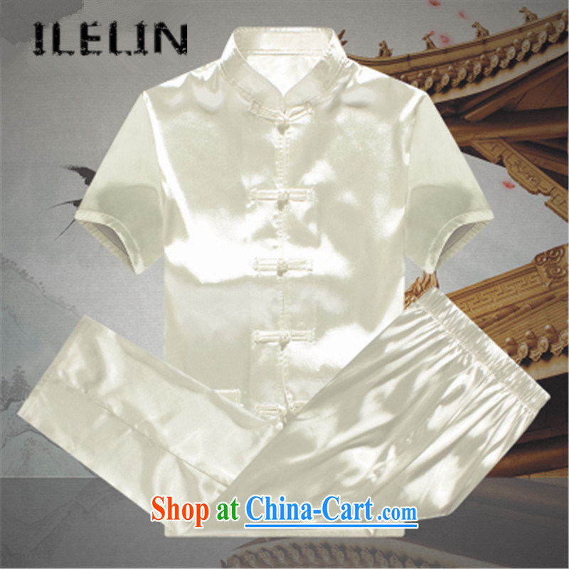 ILELIN summer 2015, men with short set short-sleeve middle-aged and older persons and loose the code father T-shirt pants grandfather summer jackets T-shirt red 190, ILELIN, shopping on the Internet