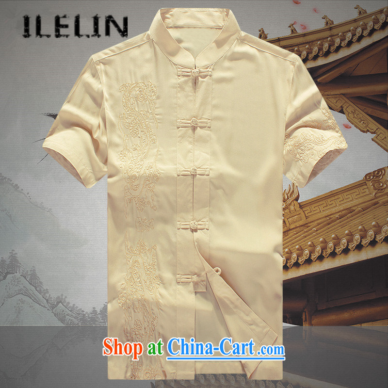 ILELIN summer 2015, middle-aged and older short-sleeved Chinese men and Mr Ronald ARCULLI middle-aged men's summer Chinese Dress Grandpa summer clothing, Father T-shirt large, white 190, ILELIN, shopping on the Internet
