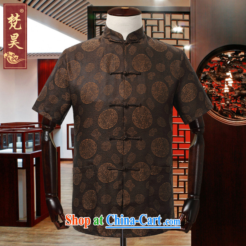 Van Gogh's annual Chinese men and a short-sleeved summer 2015 older persons in Hong Kong cloud yarn silk Tang on men's large, loose short-sleeve shirt DX 903 red M, Van Gogh's annual, and shopping on the Internet