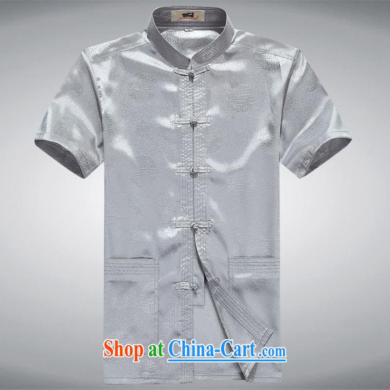 100 brigade BaiLv summer stylish thin, for comfortable short-sleeved-tie Casual Shirt light gray 190