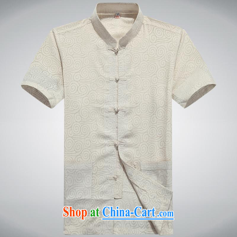 100 brigade BaiLv summer stylish thin, for comfortable short-sleeved-tie Casual Shirt light yellow 180