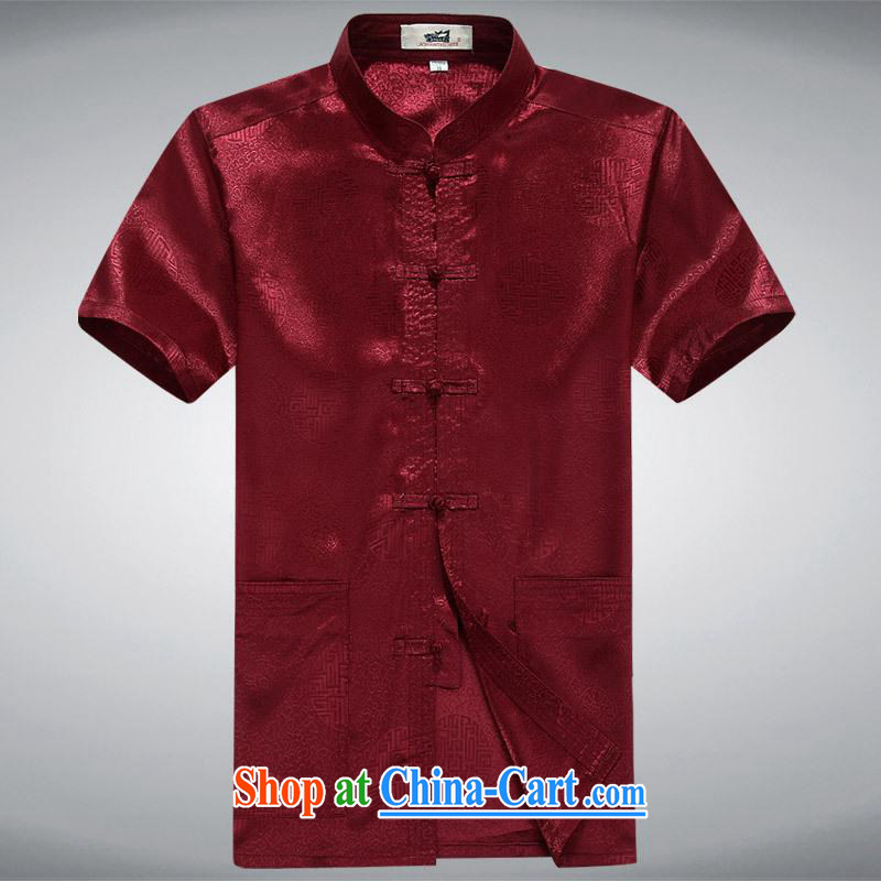100 brigade BaiLv summer stylish thin, for comfortable short-sleeved-tie Casual Shirt deep red 165