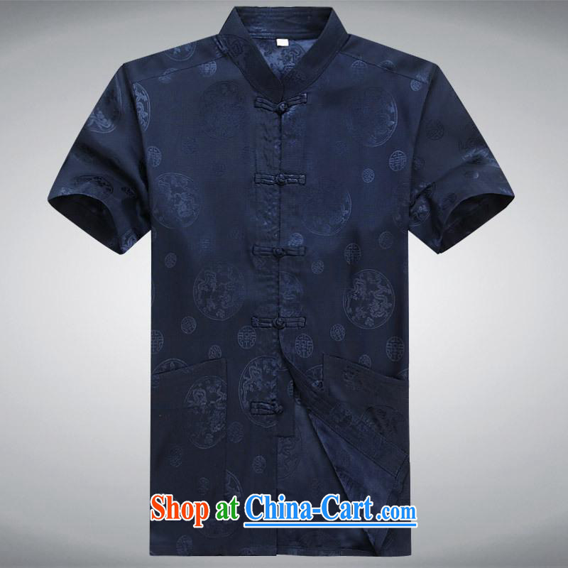 100 brigade BaiLv summer stylish thin, for comfortable short-sleeve-snap Leisure package deep blue XXXL
