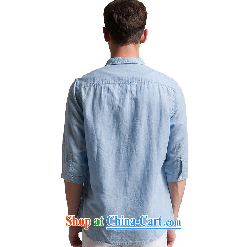 The original Chinese Wind and linen T shirts and summer 7 short-sleeved loose solid-colored cotton the Chinese Tang fitted T-shirt SL YK 8 3019 blue L, oxygen (Y &CHIC), online shopping