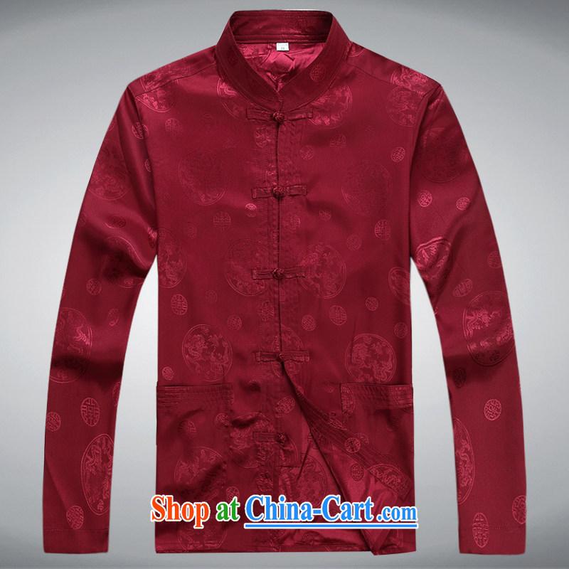 100 brigade BaiLv summer stylish thin, for comfortable long-sleeved tray snap Leisure package deep red XXXL