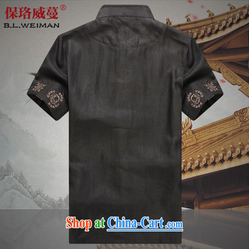 the Lhoba people, evergreens 100 % true silk tang on men and short Hong Kong cloud yarn short-sleeved Tang on the summer, older clothing older persons embroidery incense cloud yarn black 3 XL, the Lhoba people, evergreens (B . L . WEIMAN), online shopping