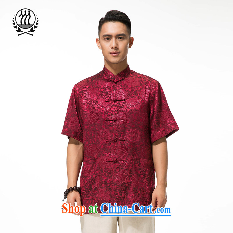 and mobile phone line short-sleeved short summer load new products men's men and Tang with a short-sleeved shirt T-shirt, older men, Tang black XXXL/190, and mobile phone line (gesaxing), shopping on the Internet