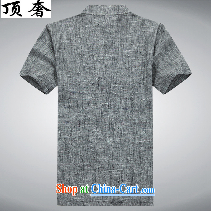 Top Luxury summer, older short-sleeve linen Chinese Chinese father with leisure package men Han-morning exercises, T-shirt loose version Youth Chinese days T-shirt beige T-shirt 190, top luxury, shopping on the Internet