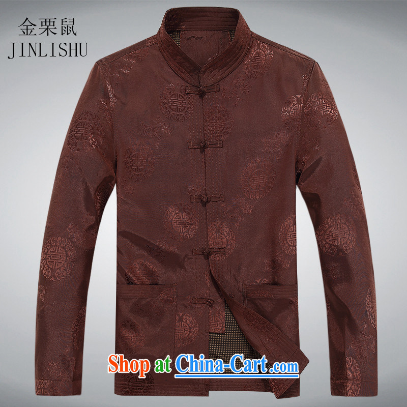 The chestnut mouse men jacket China wind long-sleeved men's father is Chinese, served older persons Chinese ethnic costumes and color T-shirt XXXL