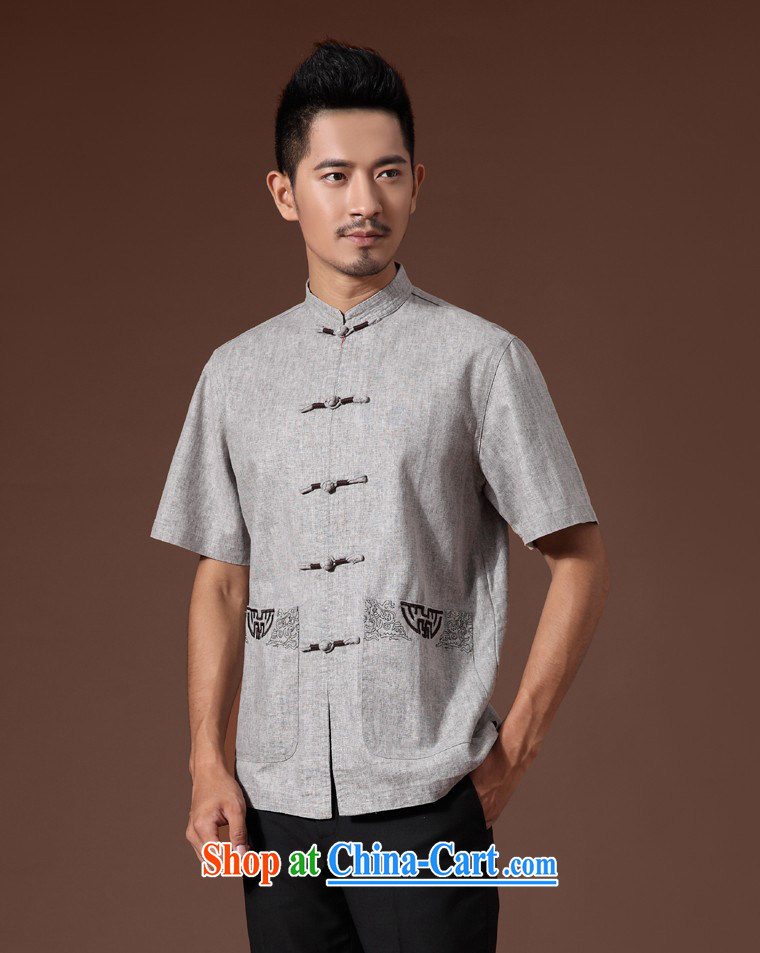 Indulge in health older men and Chinese linen Tang with a short-sleeved shirt loose Chinese men and Mr Ronald ARCULLI shirt mA short-sleeved Chinese shirt male Chinese wind Han-improved short-sleeved Tang with white and gray M pictures, price, brand platters! Elections are good character, the national distribution, so why buy now enjoy more preferential! Health
