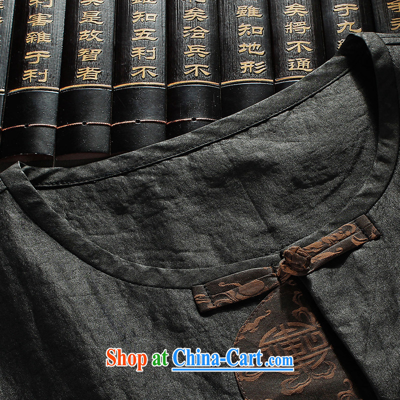the Lhoba people, evergreens 100 % silk sauna with Chinese men's short-sleeved, old Hong Kong cloud yarn shirt Grandpa Pack E-Mail black 4XL, the Lhoba people, evergreens (B . L . WEIMAN), online shopping