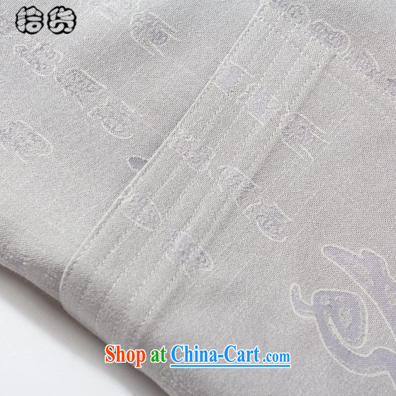 Pick up the 2015 summer, middle-aged and older men and Tang with a short-sleeved shirt loose the code middle-aged men and ethnic costumes China wind half sleeve father replace white 185, pick up (shihuo), online shopping