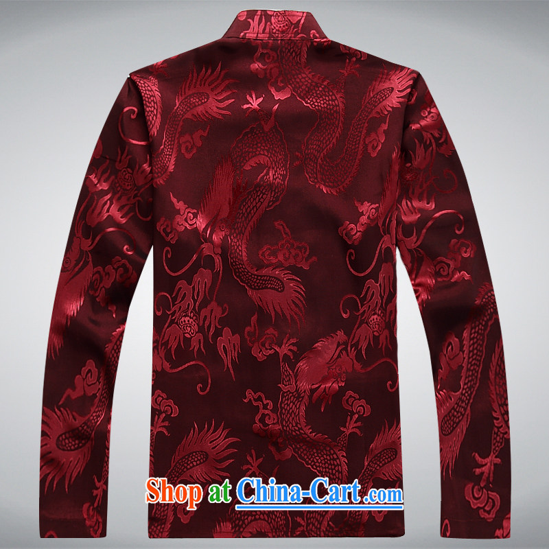 Men's long-sleeved short summer load new products men's shirts T-shirt, older men, Tang is set deep red XXL, the child (MORE YI), and, on-line shopping