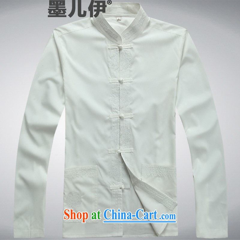 Summer new long-sleeved Tang in older men's clothes Tai Chi uniform white XXXL