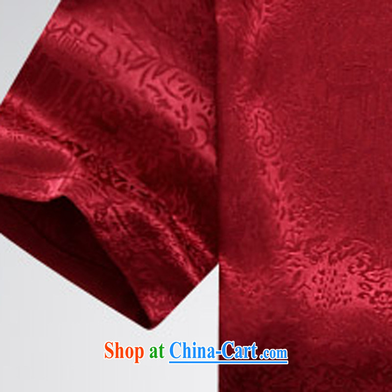 Chinese men and new short-sleeved Chinese men and elderly men leisure summer Chinese clothing elderly ethnic wind deep red XXXL, the child (MORE YI), and shopping on the Internet