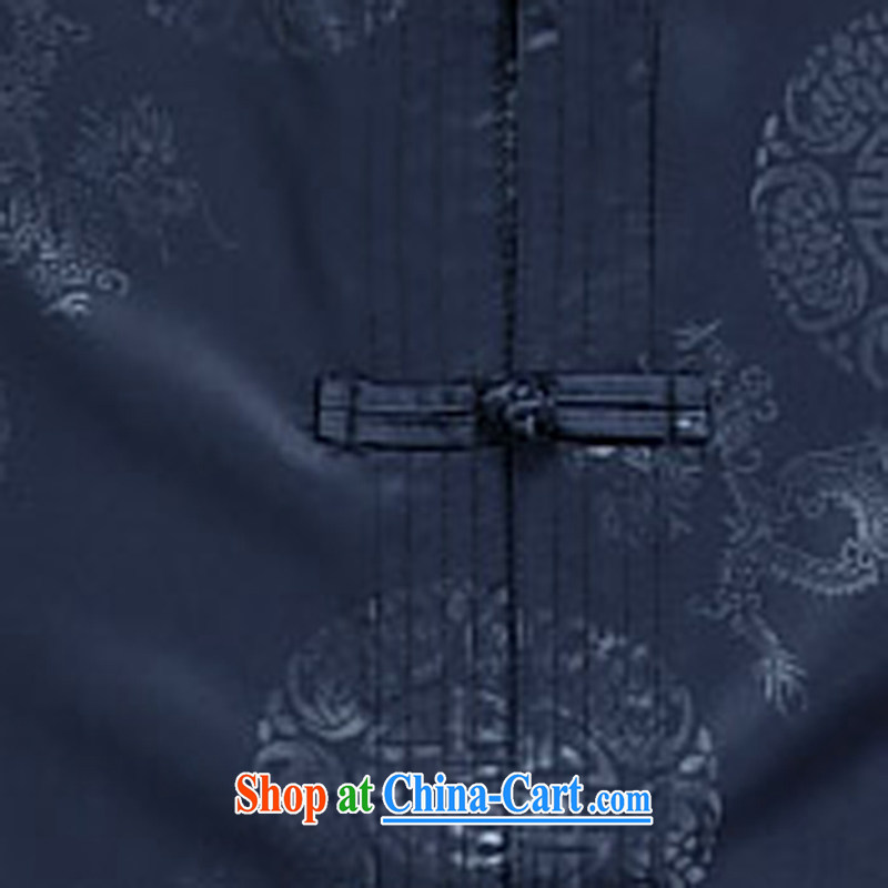 Summer China wind Chinese men's short-sleeved older people in his grandfather summer dark blue XXXL, the child (MORE YI), shopping on the Internet