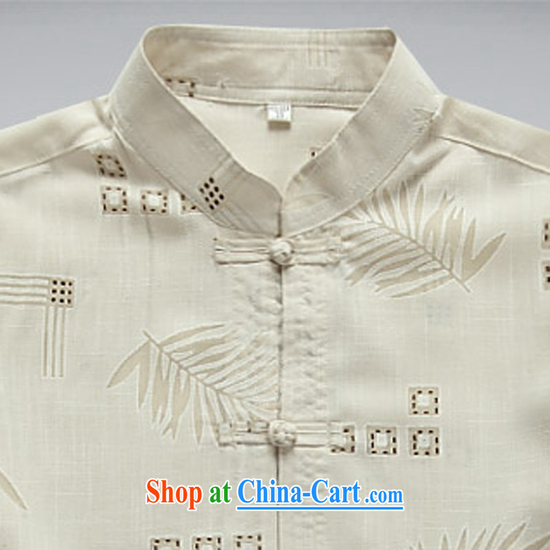 Summer 2015 men's Chinese men's short-sleeve Chinese Wind and manually load the charge-back Chinese shirt national dress shirt Grandpa loaded summer beige XL, the child (MORE YI), shopping on the Internet