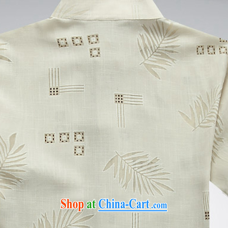 Summer 2015 men's Chinese men's short-sleeve Chinese Wind and manually load the charge-back Chinese shirt national dress shirt Grandpa loaded summer beige XL, the child (MORE YI), shopping on the Internet