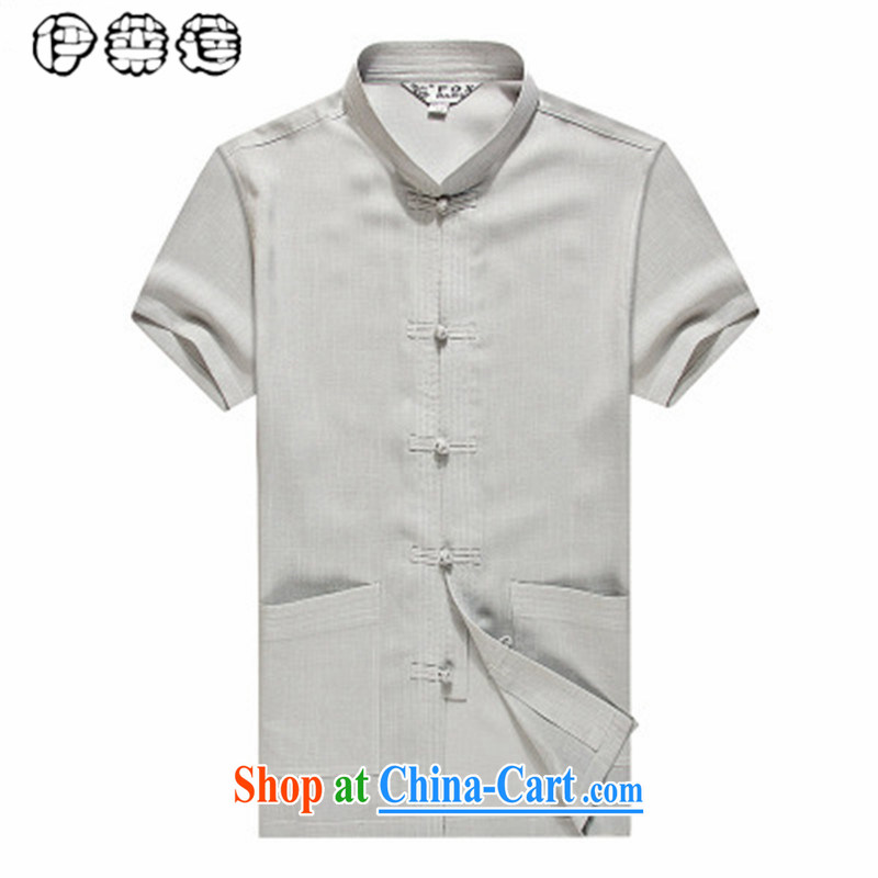Mr. Lin 2015 summer, middle-aged men Tang is short-sleeved, shirt collar, older men, summer T-shirt casual big code short-sleeved shirt with his father gray 185