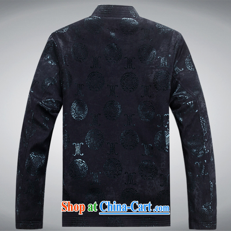 The chestnut mouse new middle-aged and older men Tang with long-sleeved Tang replacing manual tray snap-han-Grandpa T-shirt with blue XXXL, the chestnut mouse (JINLISHU), shopping on the Internet