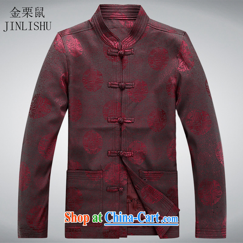 The chestnut mouse 2015 new men and Tang with older persons in Chinese men and long-sleeved T-shirt men's Chinese jacket coat red XXXL, the chestnut mouse (JINLISHU), shopping on the Internet