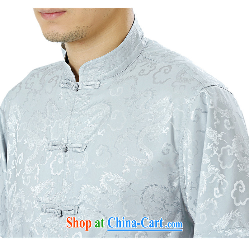 Luxury summer, new Chinese silk men's T-shirt with short sleeves and older persons, served Chinese style men's short-sleeved, manually for the buckle improved morning Tai Chi demonstration kit beige 185 pictures, price, brand platters! Elections are good character, the national distribution, so why buy now enjoy more preferential! Health