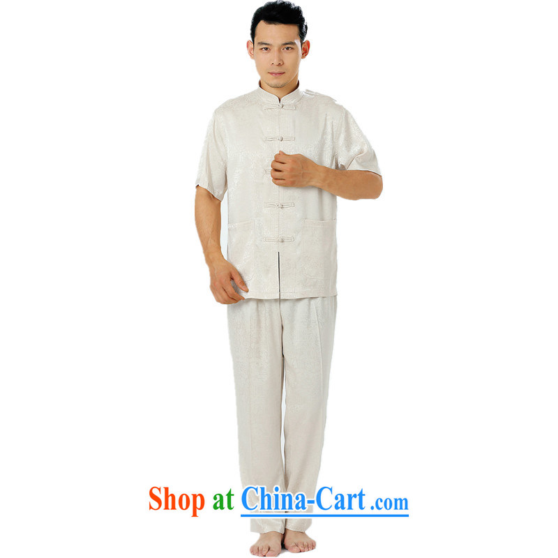 Luxury health men's Tang with a short-sleeved summer middle-aged and older Chinese Chinese men manual tray snap Tang with Sauna silk shirt shirt pants national costumes Tai Chi uniform white 185 pictures, price, brand platters! Elections are good character, the national distribution, so why buy now enjoy more preferential! Health
