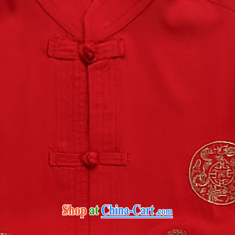 Chinese men and a short-sleeved summer new short-sleeved Tang in older men's clothes Tai Chi uniforms red L, the child (MORE YI), shopping on the Internet
