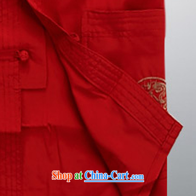 Chinese men and a short-sleeved summer new short-sleeved Tang in older men's clothes Tai Chi uniforms red L, the child (MORE YI), shopping on the Internet