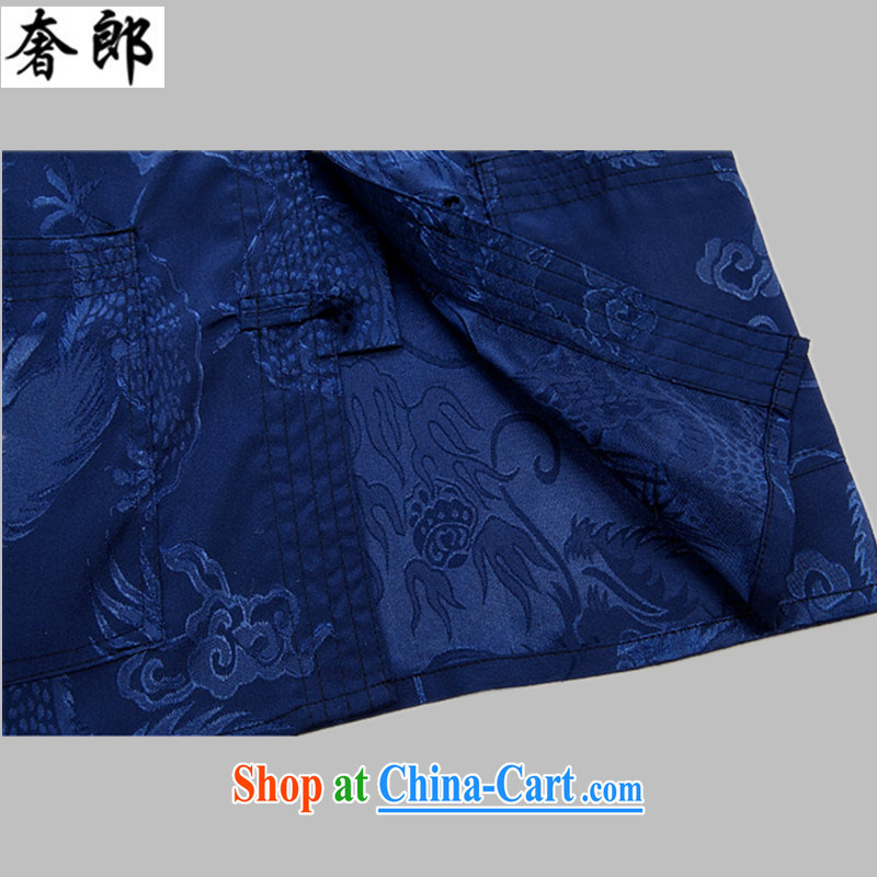 Luxury health, older Chinese men and spring and summer Long-Sleeve Chinese Generalissimo Kit Dad loaded T-shirt national silk, new Chinese wind Han-tai chi clothing blue T-shirt XL, extravagance, and shopping on the Internet