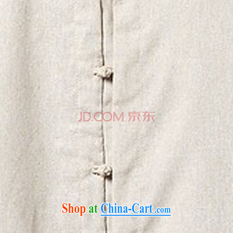 M 2M 2015 summer China wind Chinese linen shirt 7 T-shirt, T-shirt and light beige 4XL, M 2 monline, shopping on the Internet