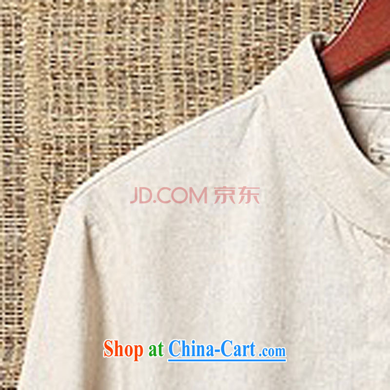 M 2M 2015 summer China wind Chinese linen shirt 7 T-shirt, T-shirt and light beige 4XL, M 2 monline, shopping on the Internet
