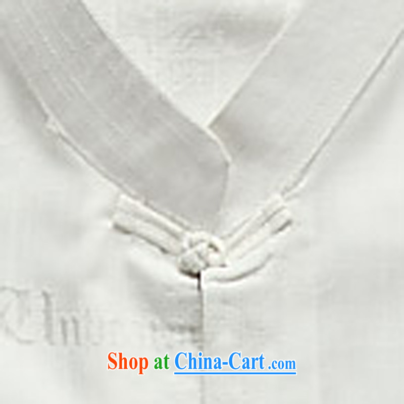 New older persons in summer men's cotton the Chinese linen Cotton Men's Han-short-sleeved Chinese T-shirt white L, the child (MORE YI), shopping on the Internet