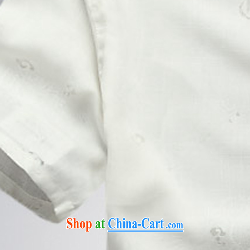 New older persons in summer men's cotton the Chinese linen Cotton Men's Han-short-sleeved Chinese T-shirt white L, the child (MORE YI), shopping on the Internet