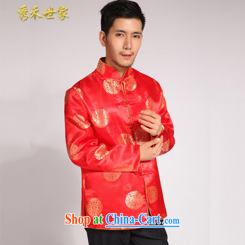 Su-wo saga men's new summer Chinese wedding red married men and Chinese Soo Wo service smock dress the groom toast wedding dresses red S, Sau wo family, shopping on the Internet