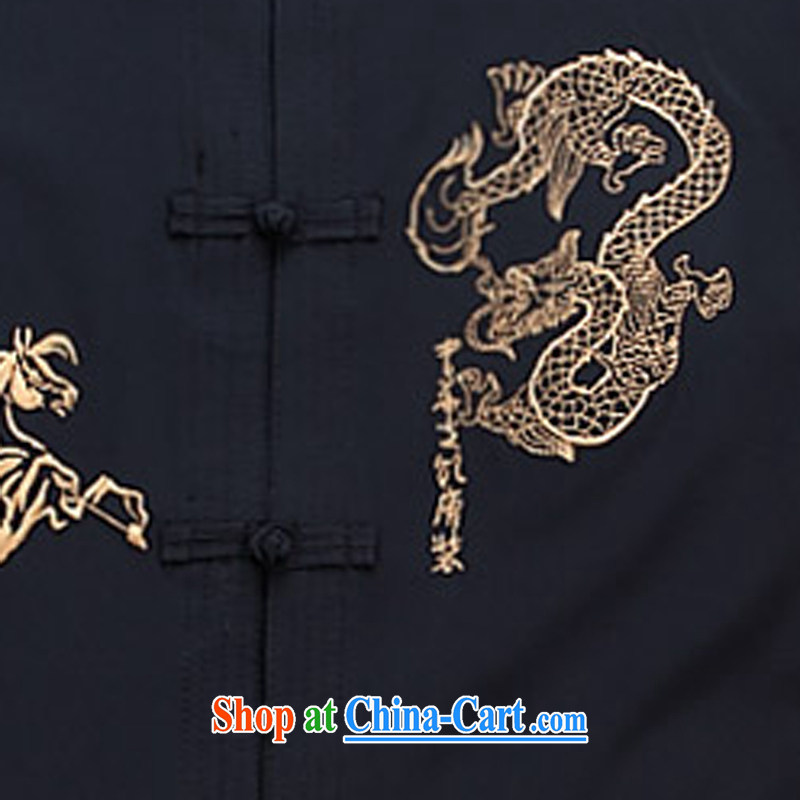 new short-sleeved Tang in older men casual summer Chinese clothing elderly ethnic wind dark blue XXXL, the child (MORE YI), shopping on the Internet