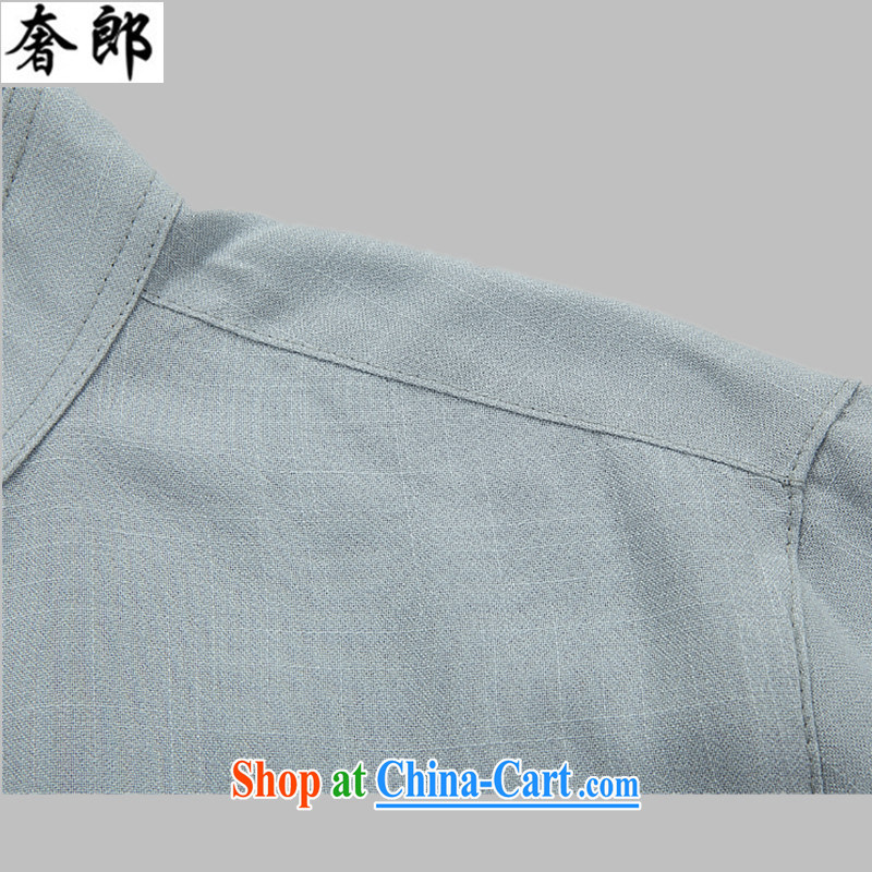 extravagance, Chinese style in a new paragraph in summer older Chinese long-sleeved T-shirt men's Chinese leisure cotton mA short-sleeved tang on the elderly father with jogging home service Han-blue suit XL, extravagance, and shopping on the Internet